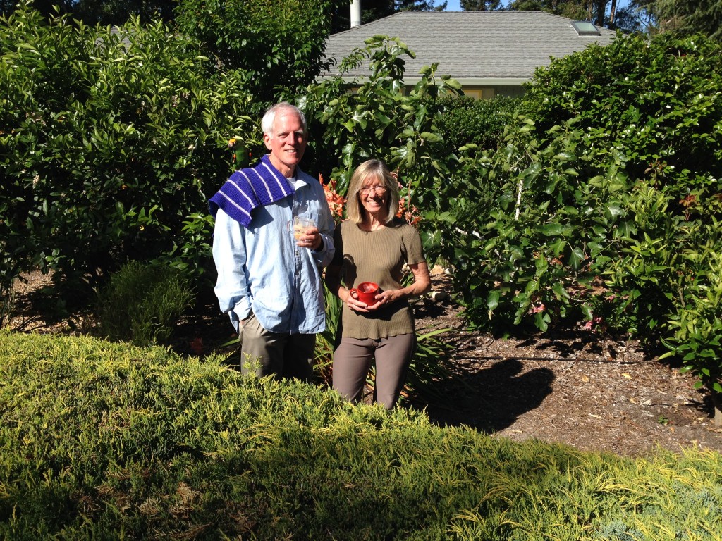 Morning coffee, Glenys, Sigmund and me, May 7, 2014